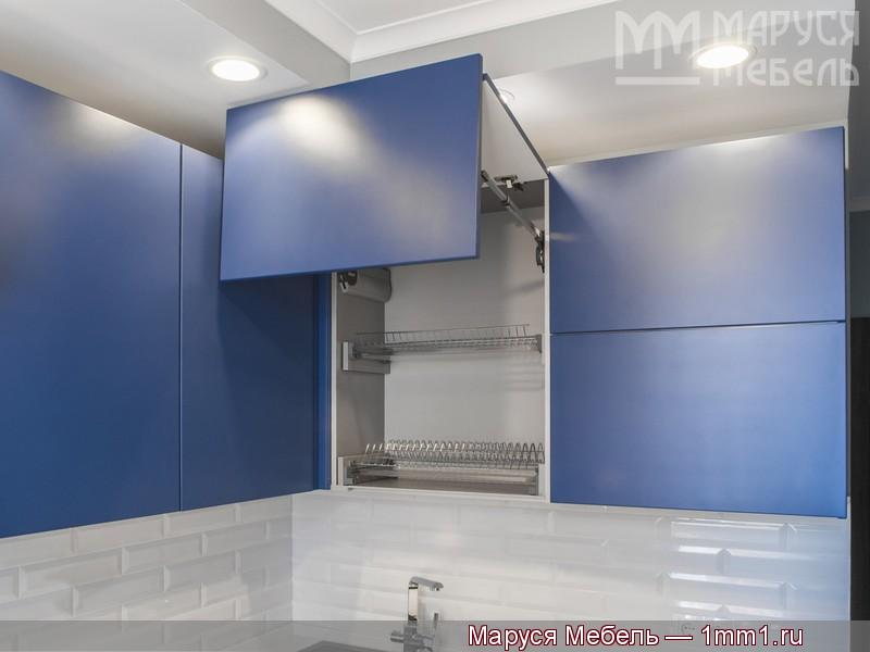 Тёмно синяя кухня: Шкаф-сушка 60 см