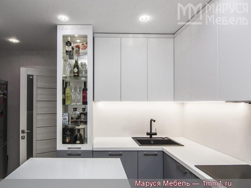 Кухня белый верх серый низ: Барный шкаф