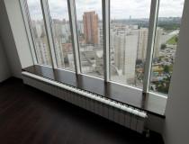 Подоконники из дуба в цвет кухни венге