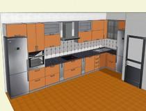 Проект серо-оранжевой кухни