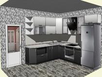 Черно-белая кухня из пластика