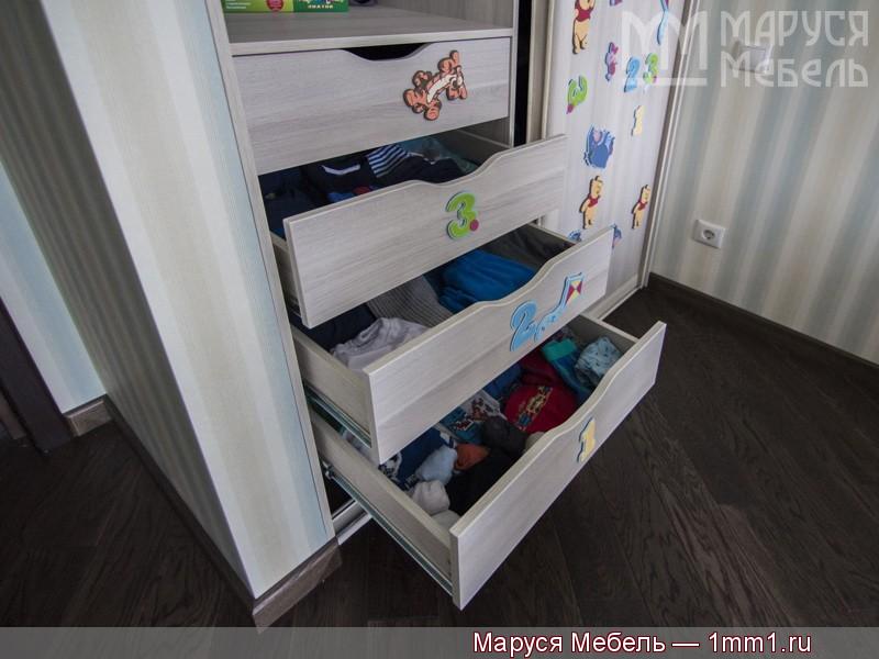 Встроенный шкаф-купе в детскую: Ящики для купе