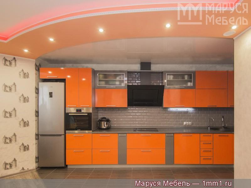 Серо оранжевая кухня: Фасады апельсин