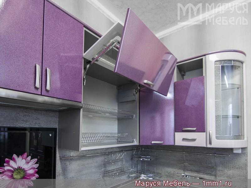 Кухня фиолетовых тонов: Подъёмный механизм шкафа-сушки