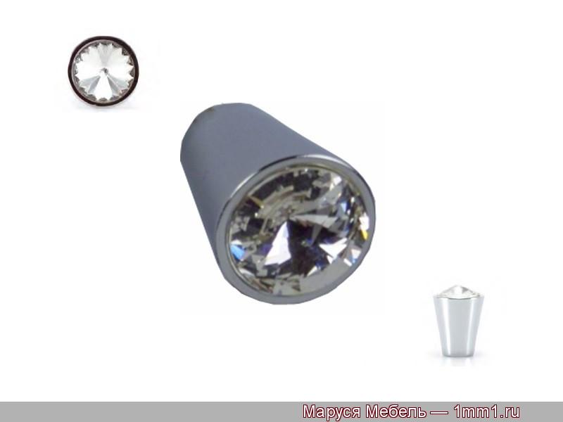 Ручки с кристаллами: Ручка металл с кристаллом Сваровски (Swarovski),  хром, кнопка